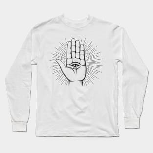 Open hand with the all-seeing eye on the palm Long Sleeve T-Shirt